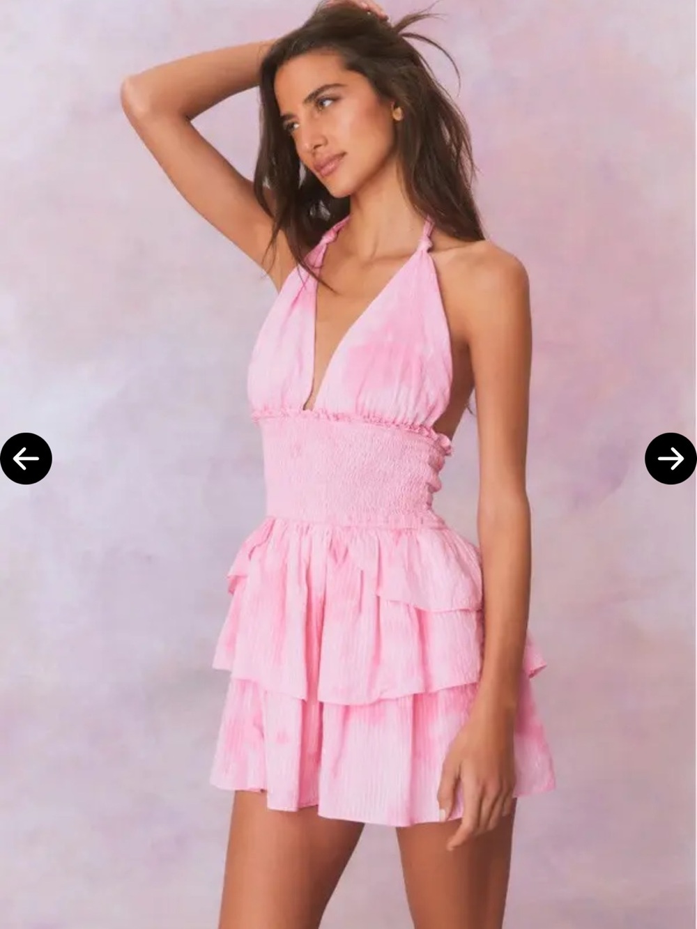LoveShackFancy Pink Halter Ruffle Mini Dress